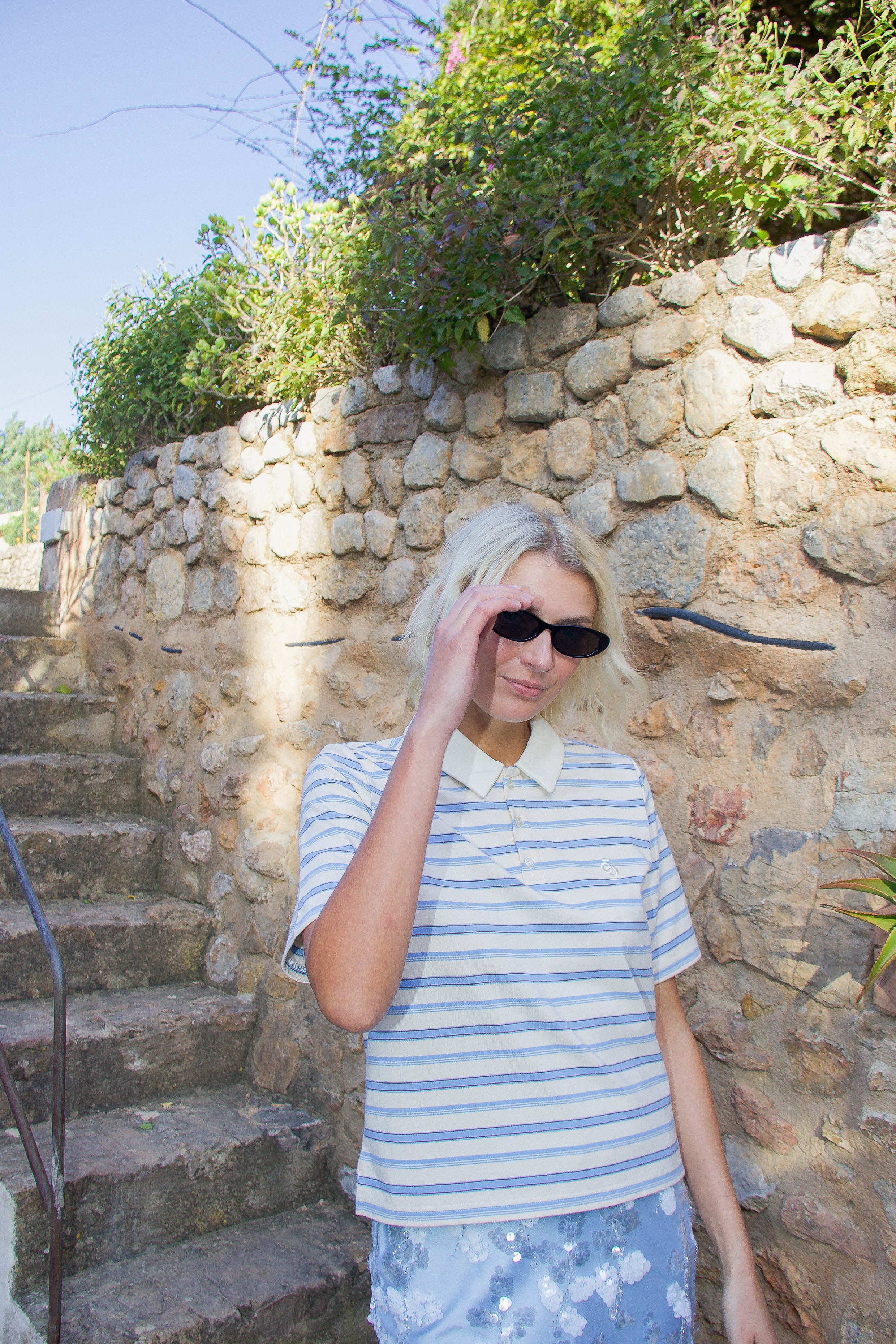 CRAS Alaniscras Blouse T-shirt 8090 Creamy Blue Stripe