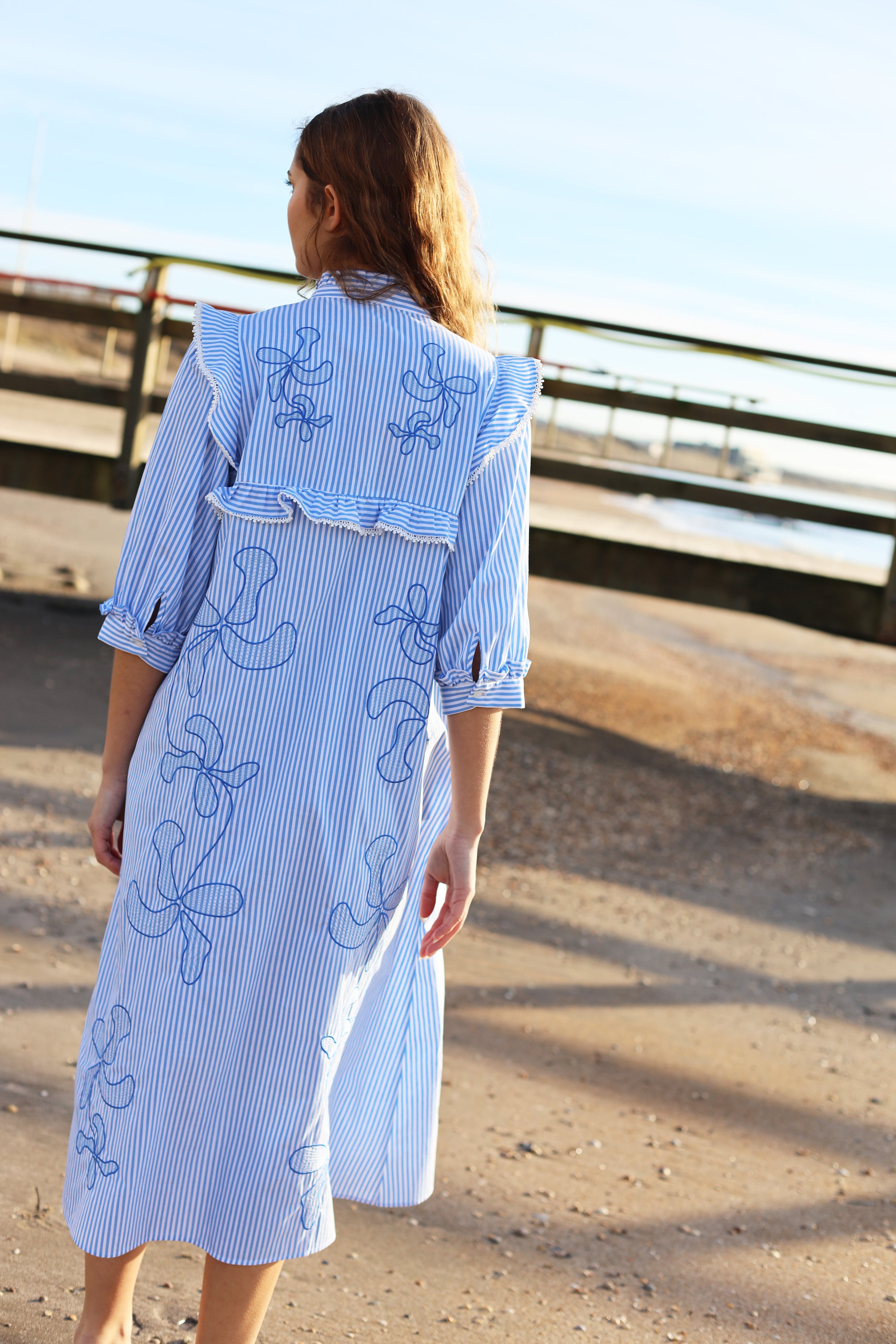 CRAS Codycras Dress Dress 8072 White Blue Stripe