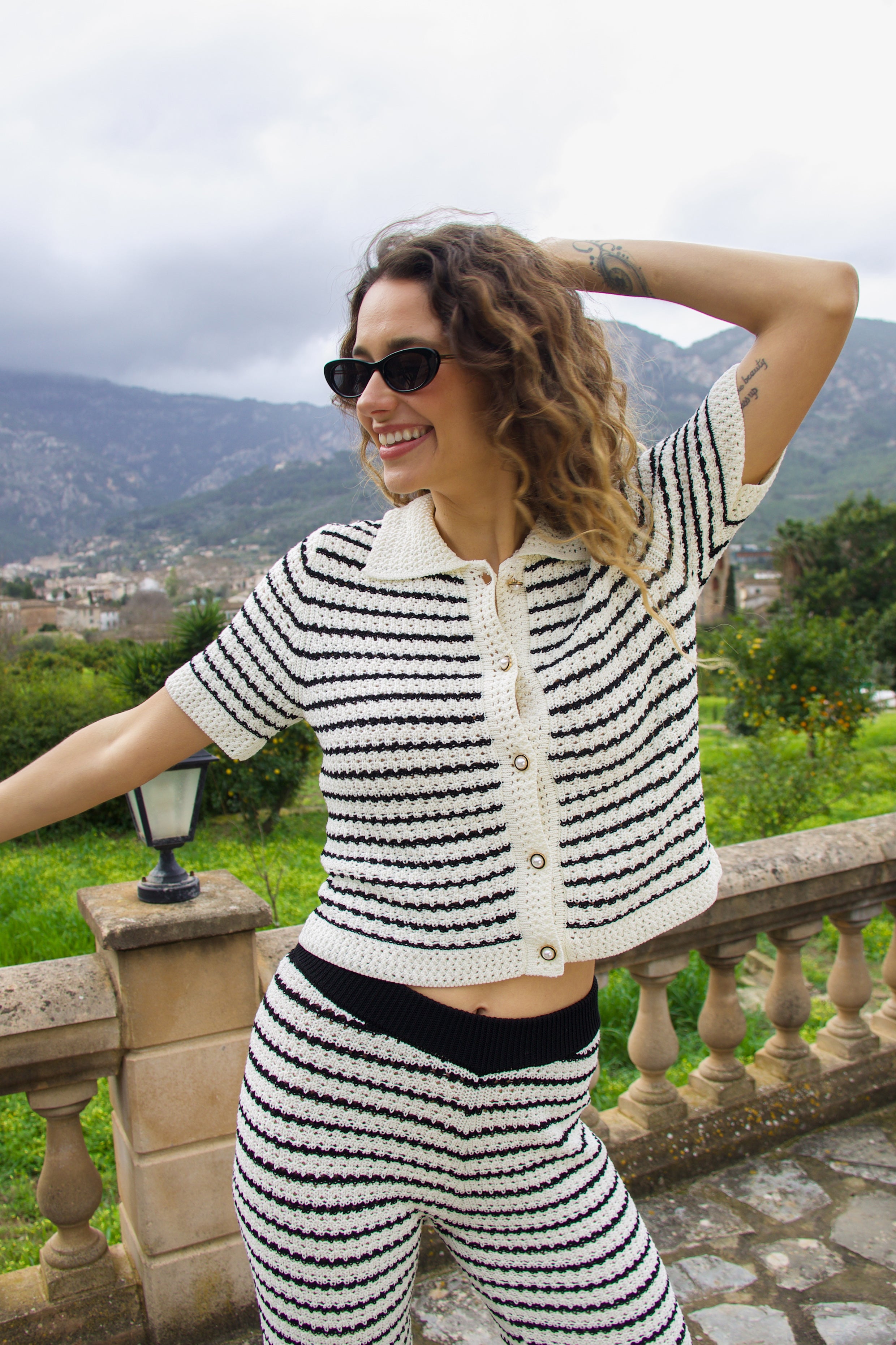 CRAS Coleencras Knit Blouse Knit 8031 Black Stripe