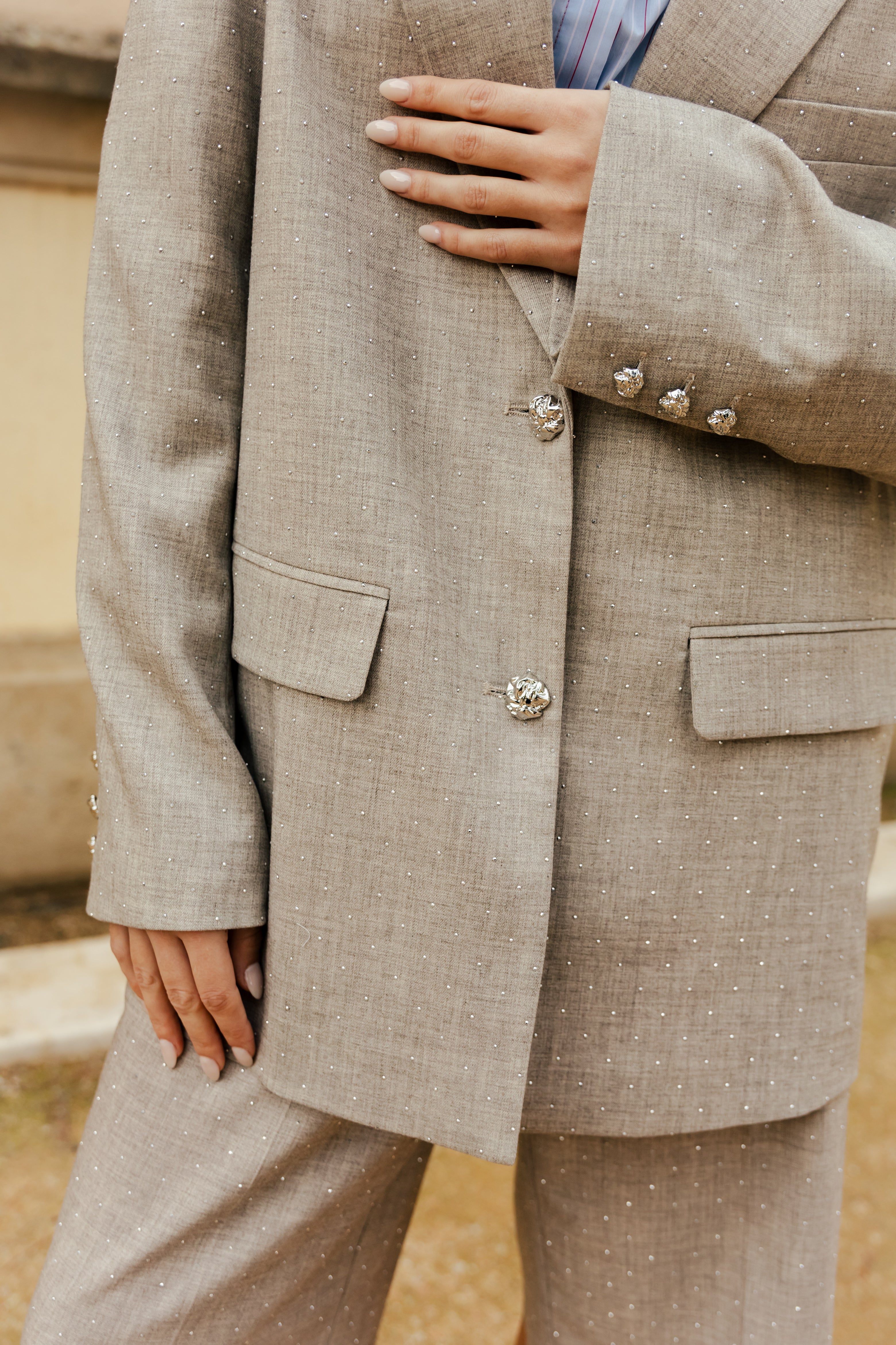 CRAS Dianacras Blazer Blazer 2014 Greige Rhinestone