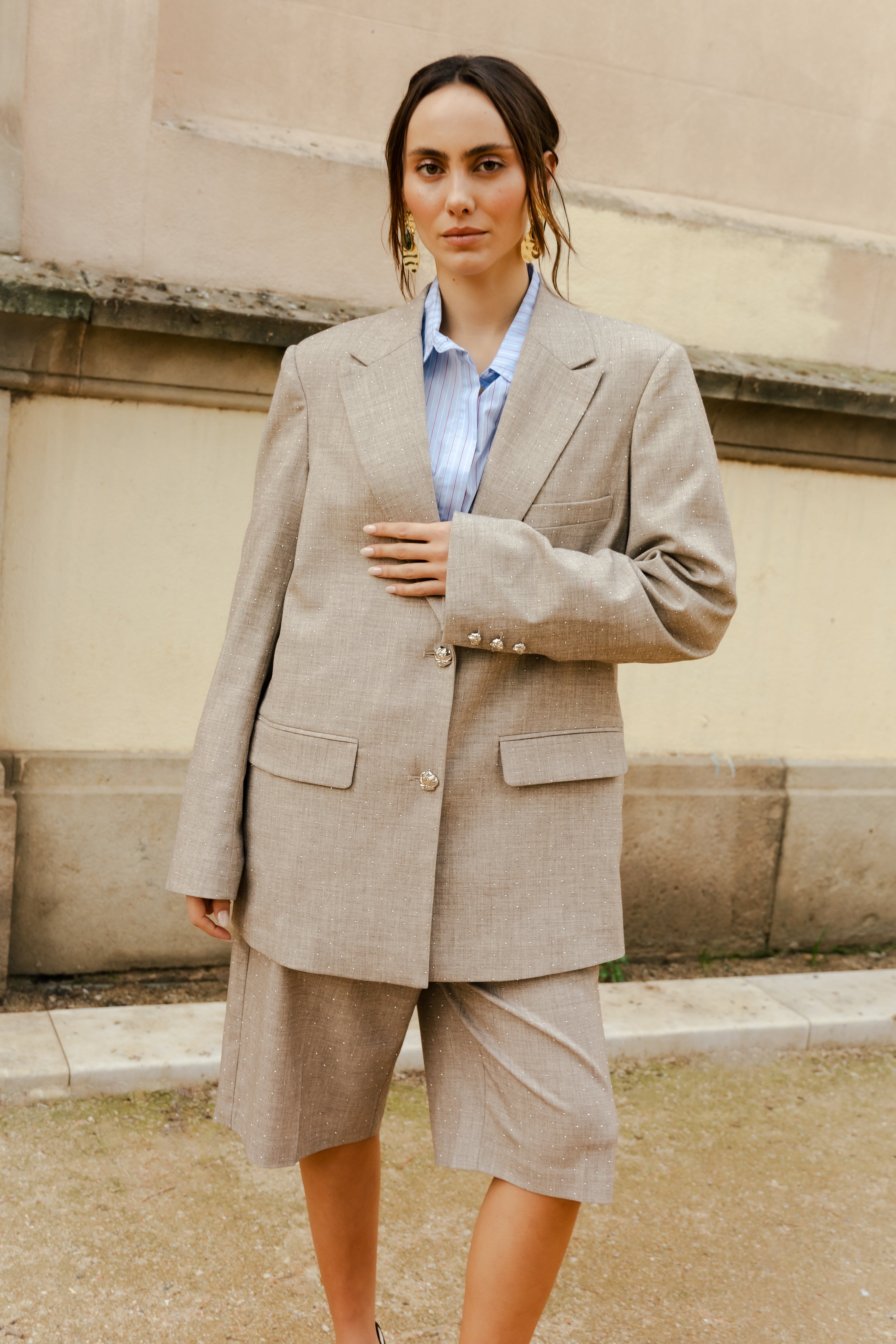 CRAS Dianacras Blazer Blazer 2014 Greige Rhinestone