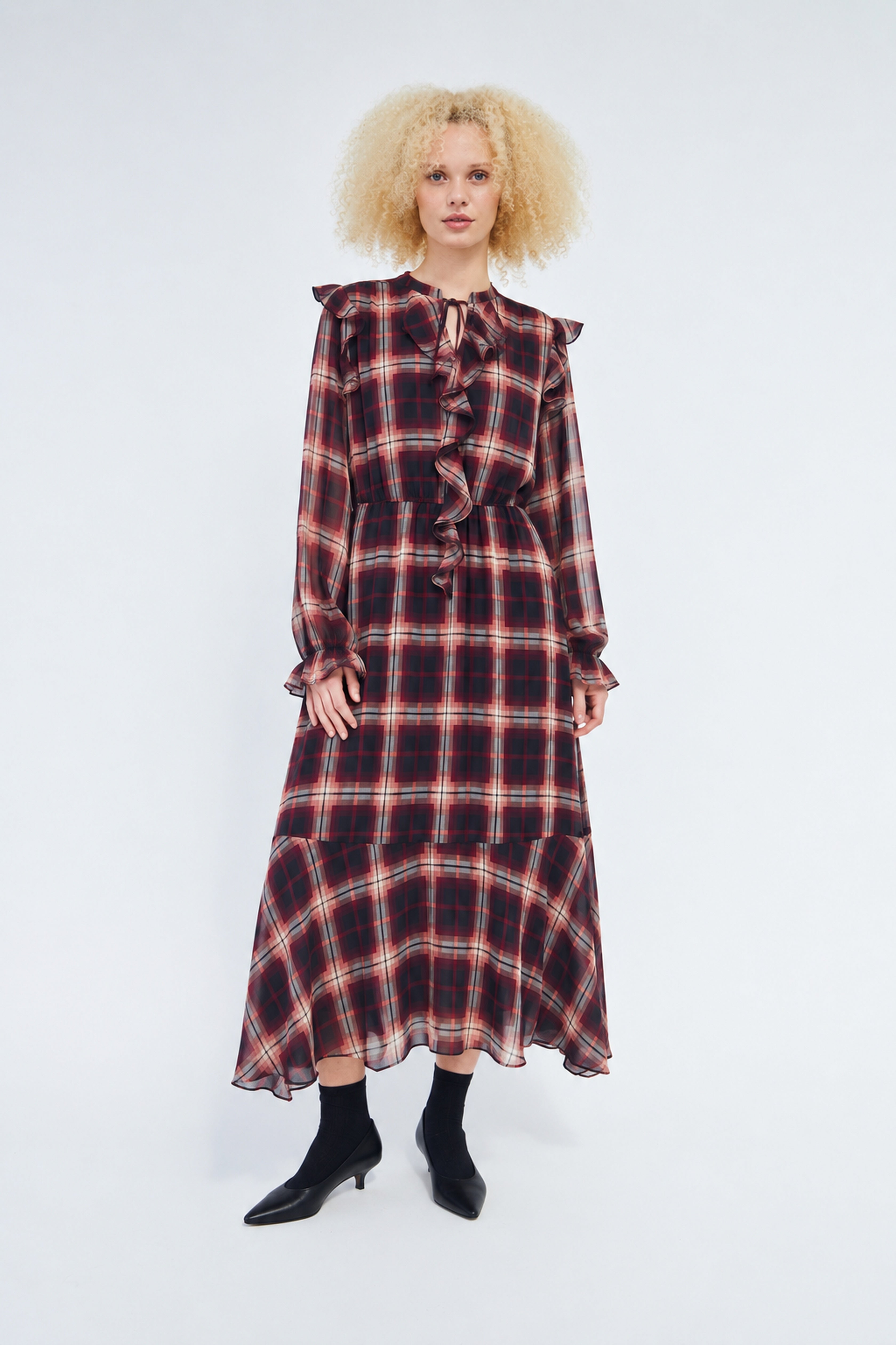 CRAS Dittacras Dress Dress Bordeaux Check