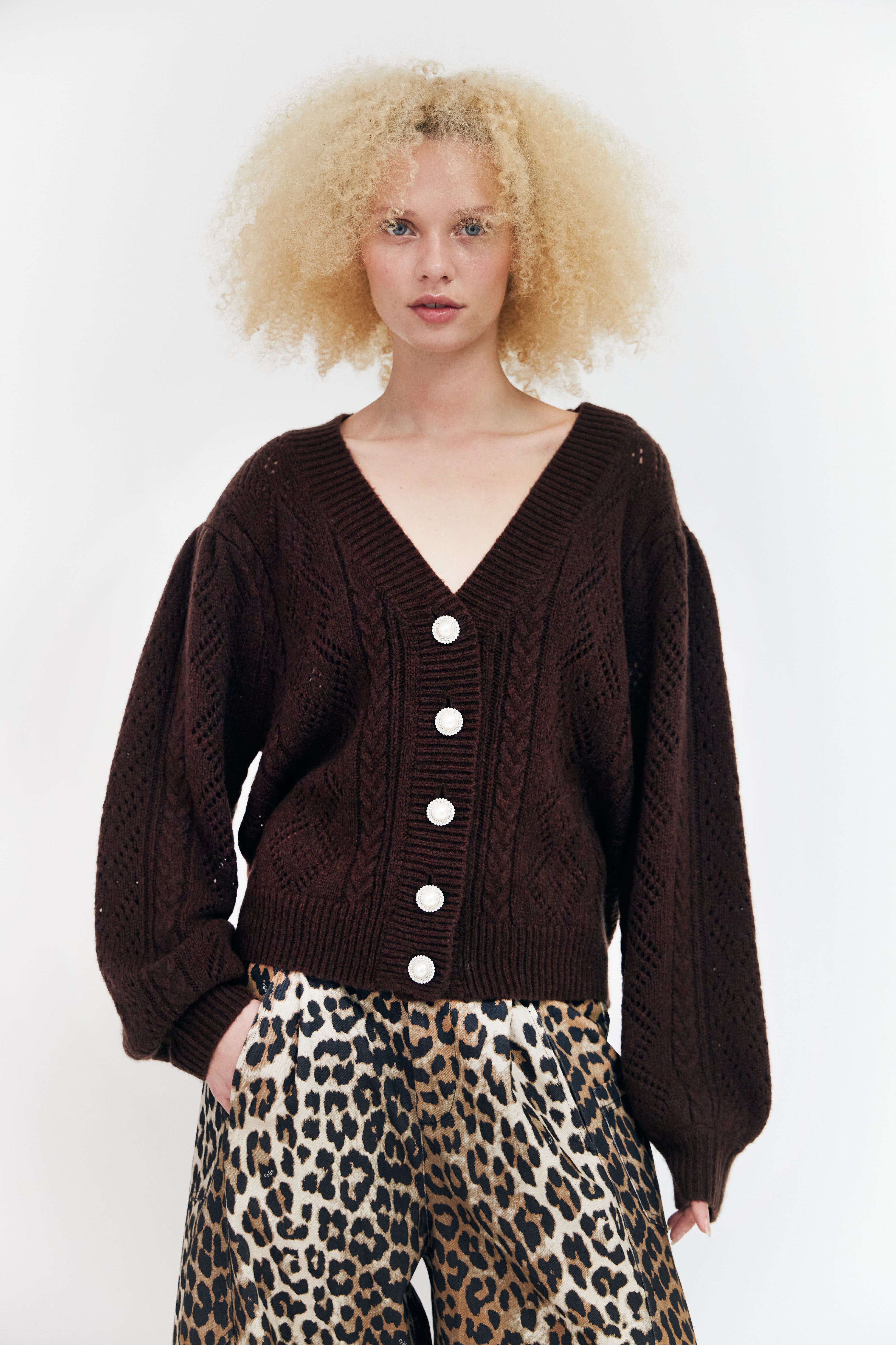 CRAS Elajacras cardigan Knit Chocolate Brown