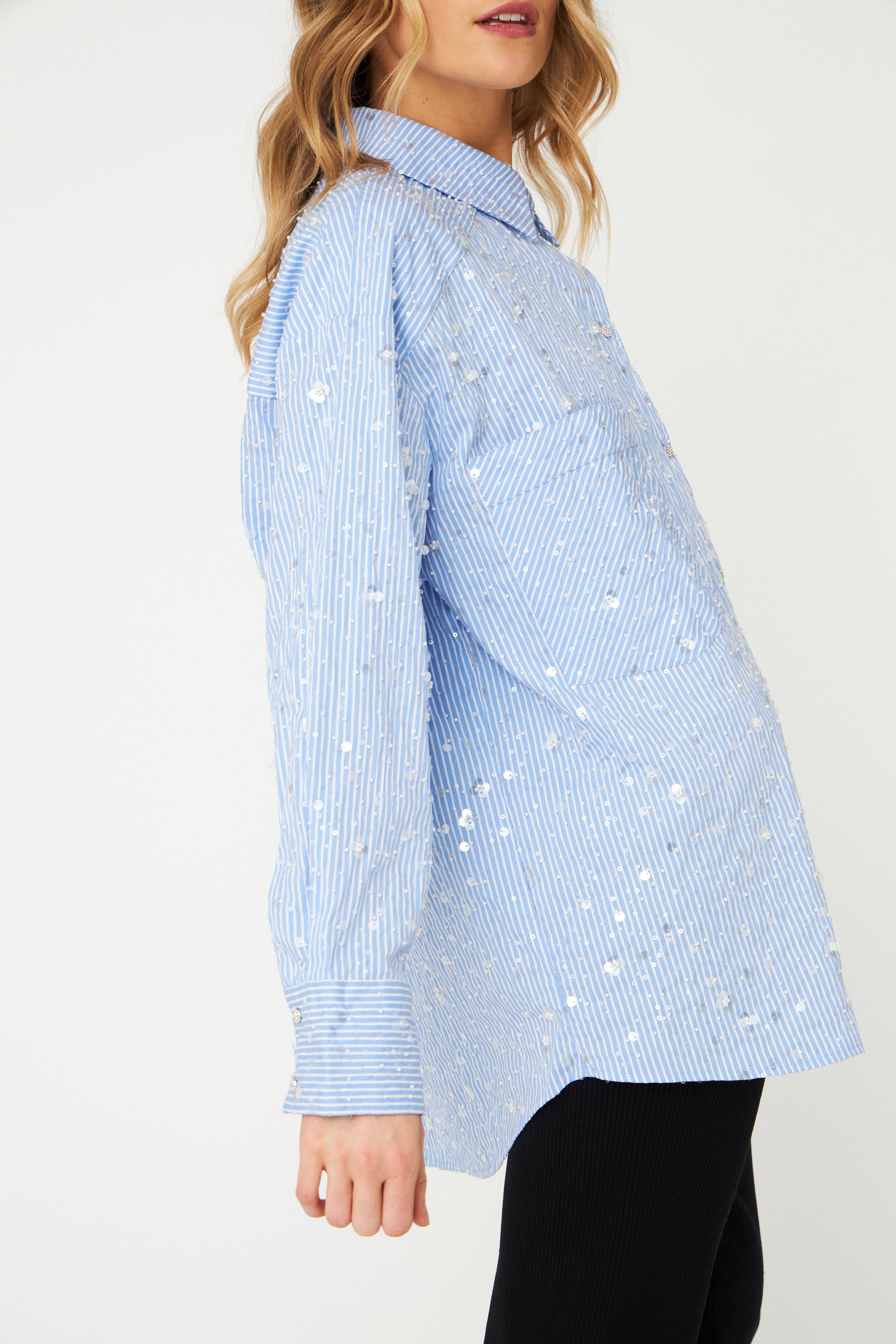 CRAS Elliecras Shirt Shirt 8125 Blue Sequin Stripe