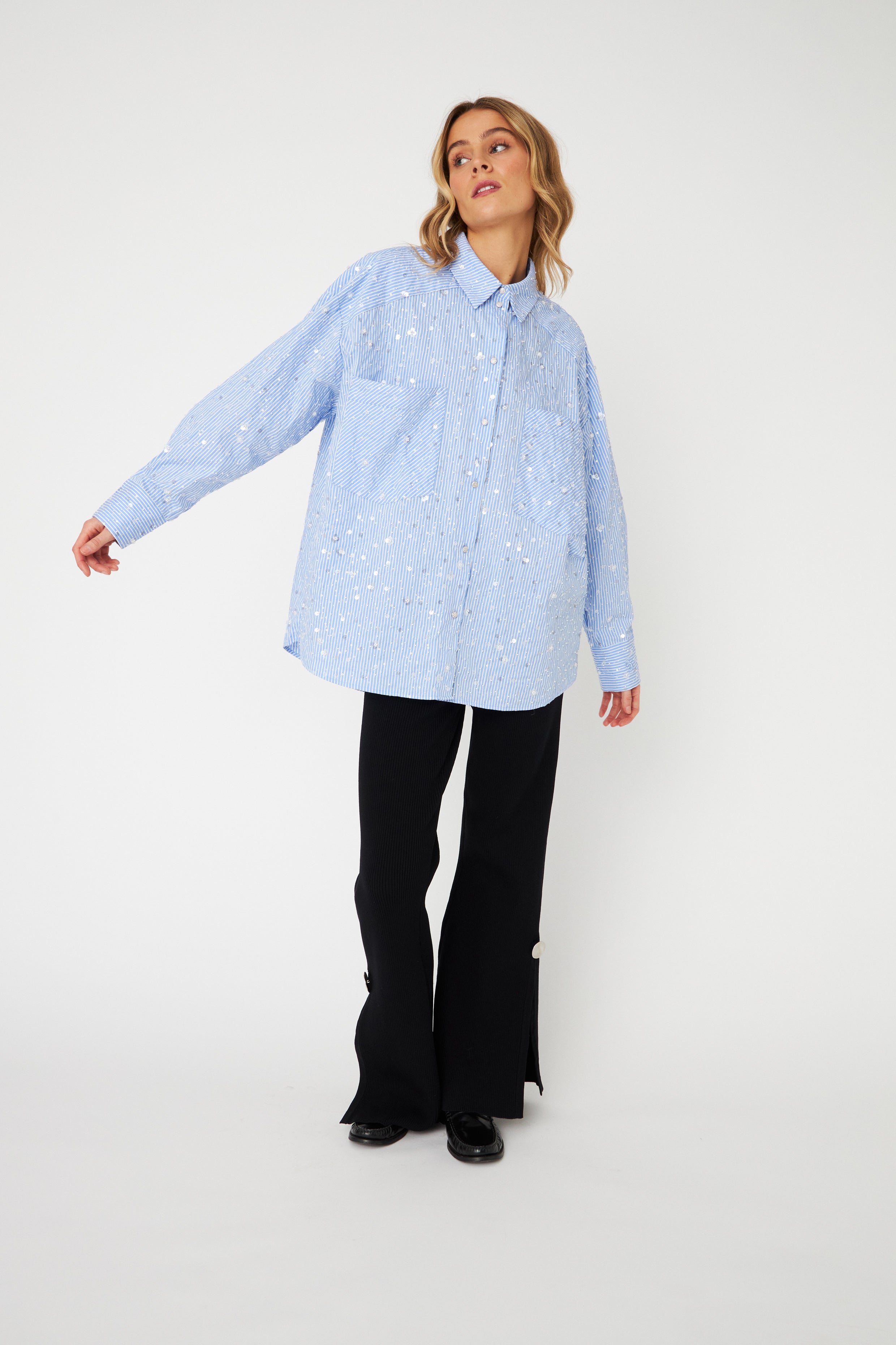 CRAS Elliecras Shirt Shirt 8125 Blue Sequin Stripe