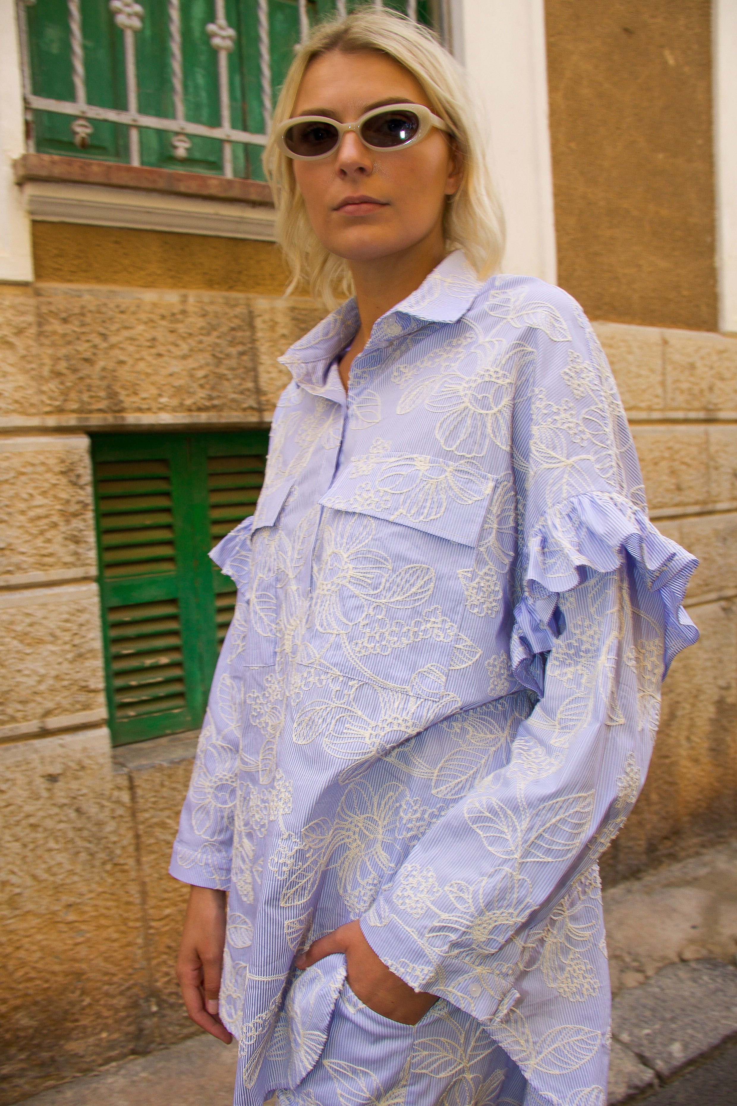 CRAS Flowercras Shirt Shirt 8088 Blue Blossom Stripe