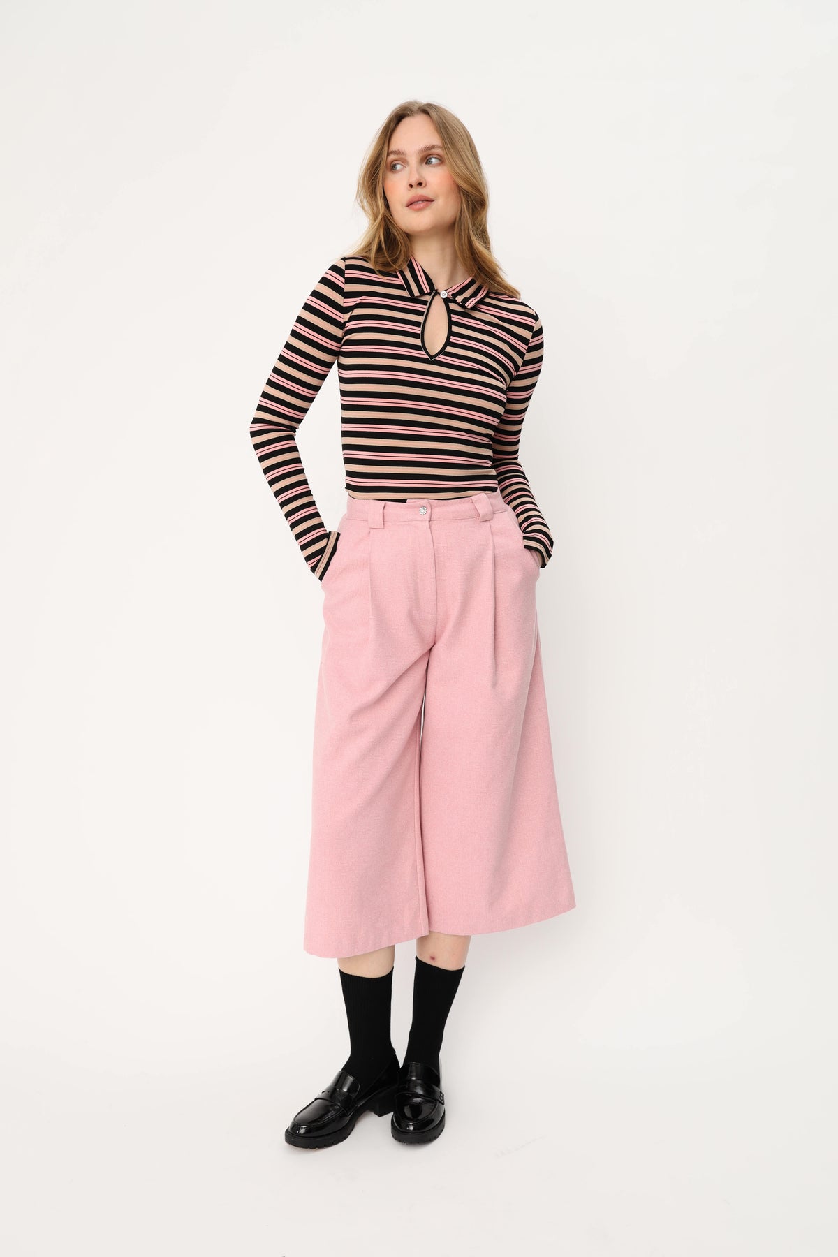 CRAS Isabellcras Blouse Blouse 9989 Black Pink Stripe