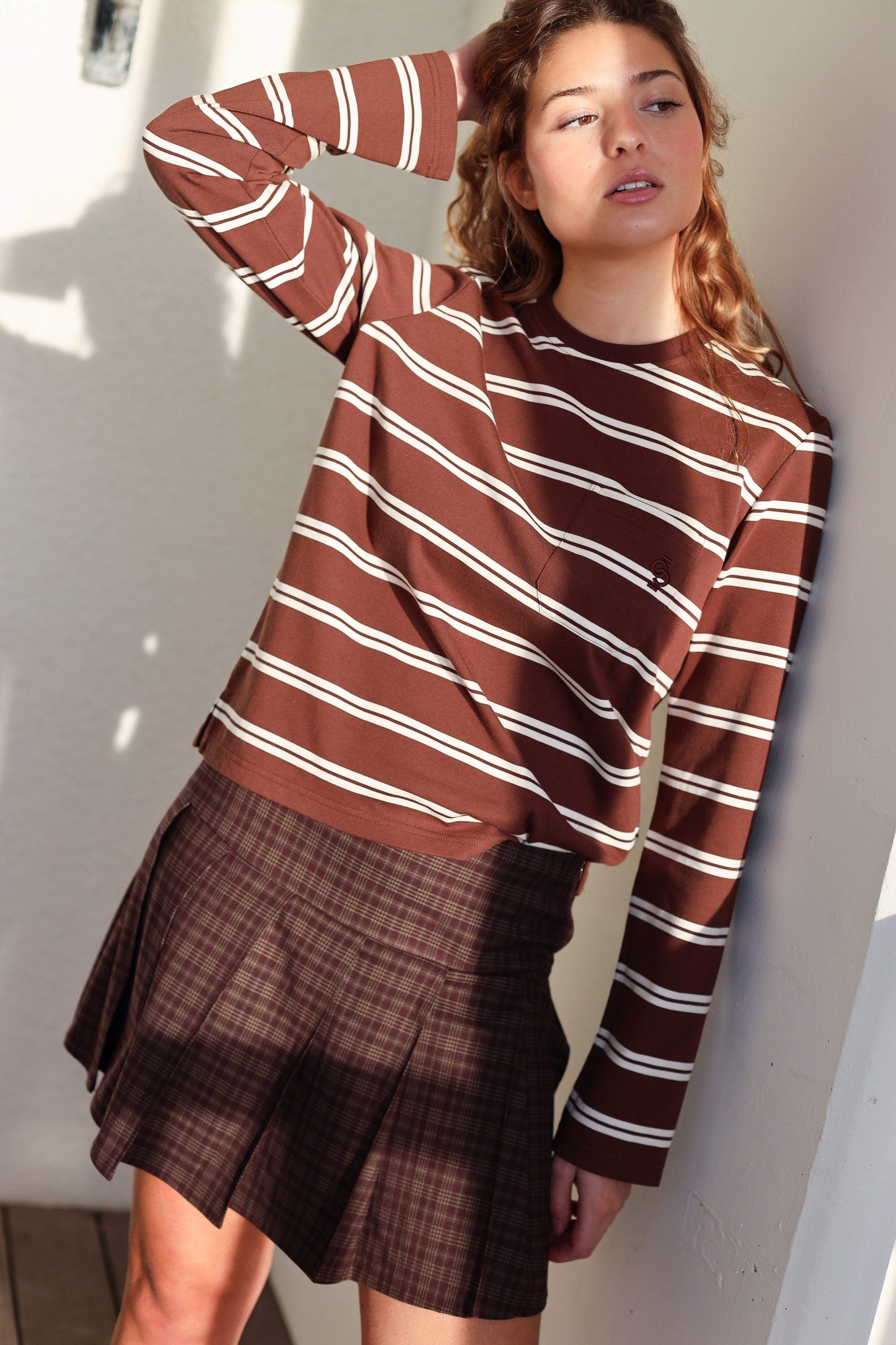 Cras Exclusive Janiscras Blouse Blouse 8102 White Brown Stripe