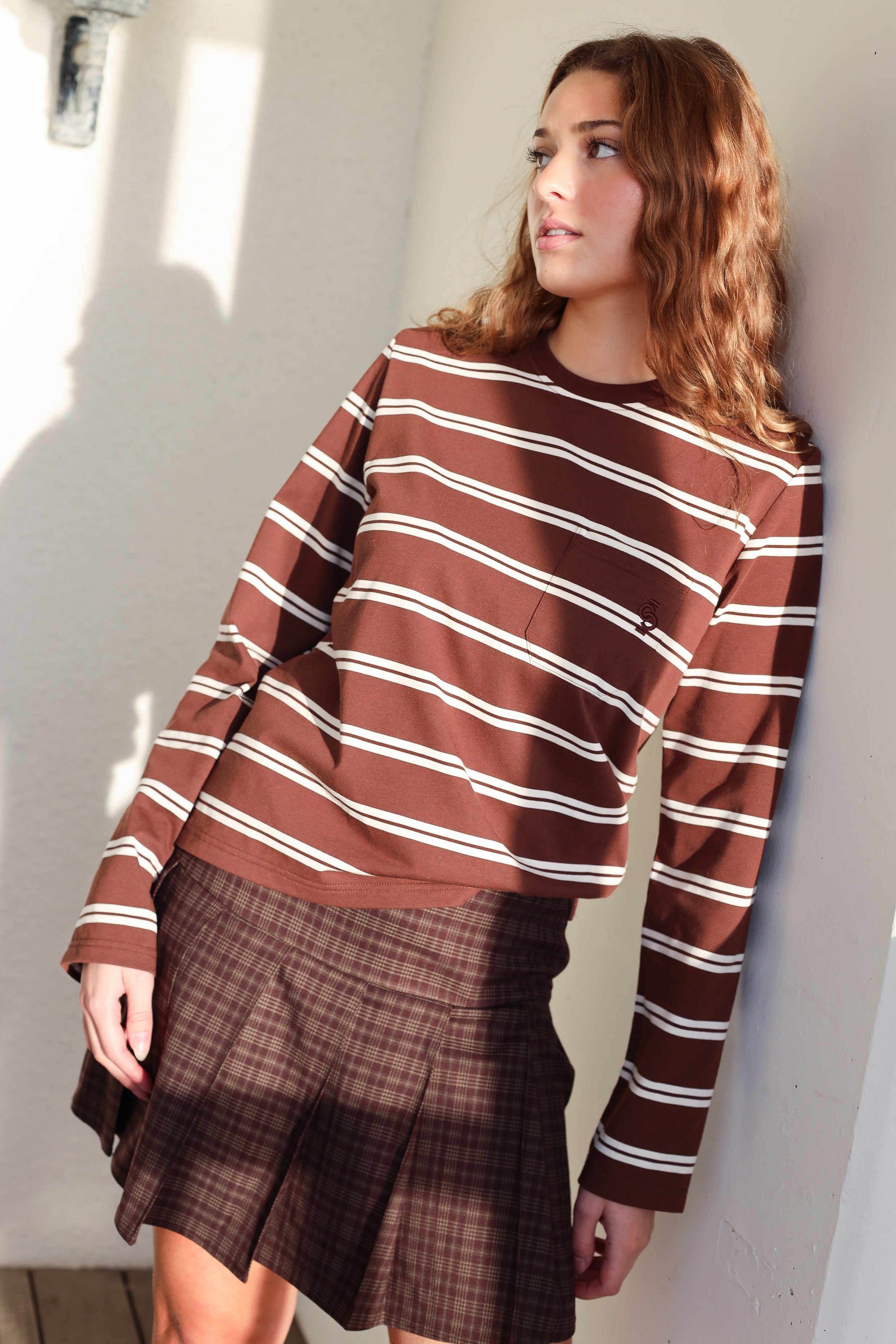 Cras Exclusive Janiscras Blouse Blouse 8102 White Brown Stripe