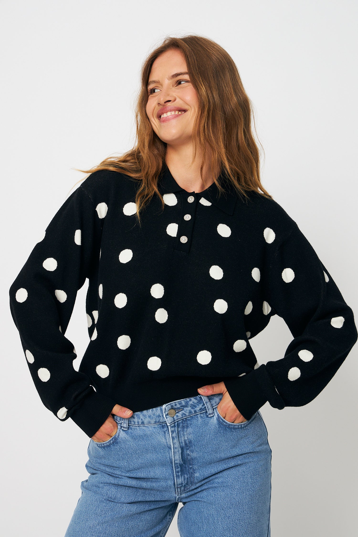CRAS Lovemycras Pullover Knit 8123 Black White Dot