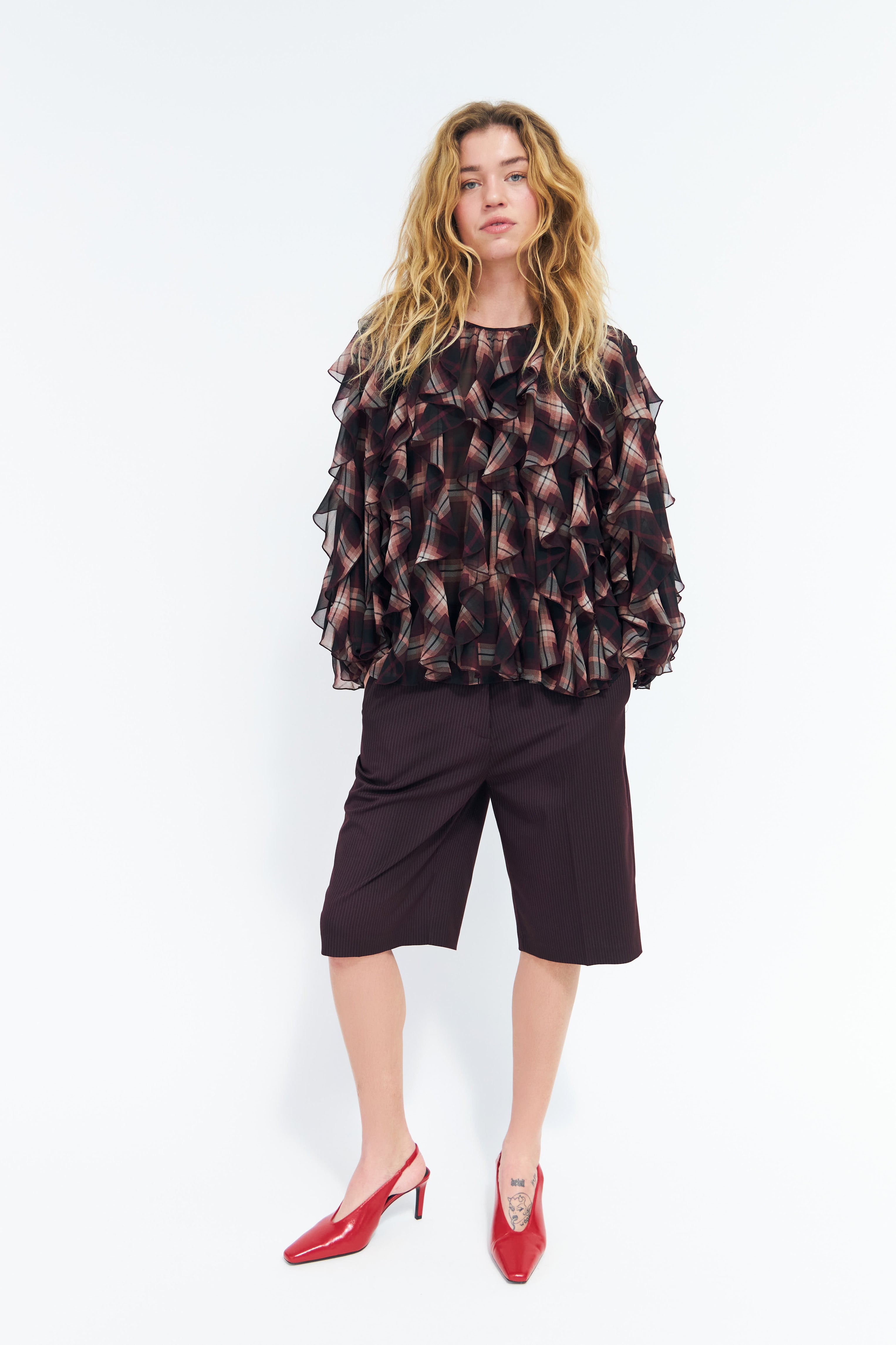 CRAS Ryacras Blouse Blouse Bordeaux Check