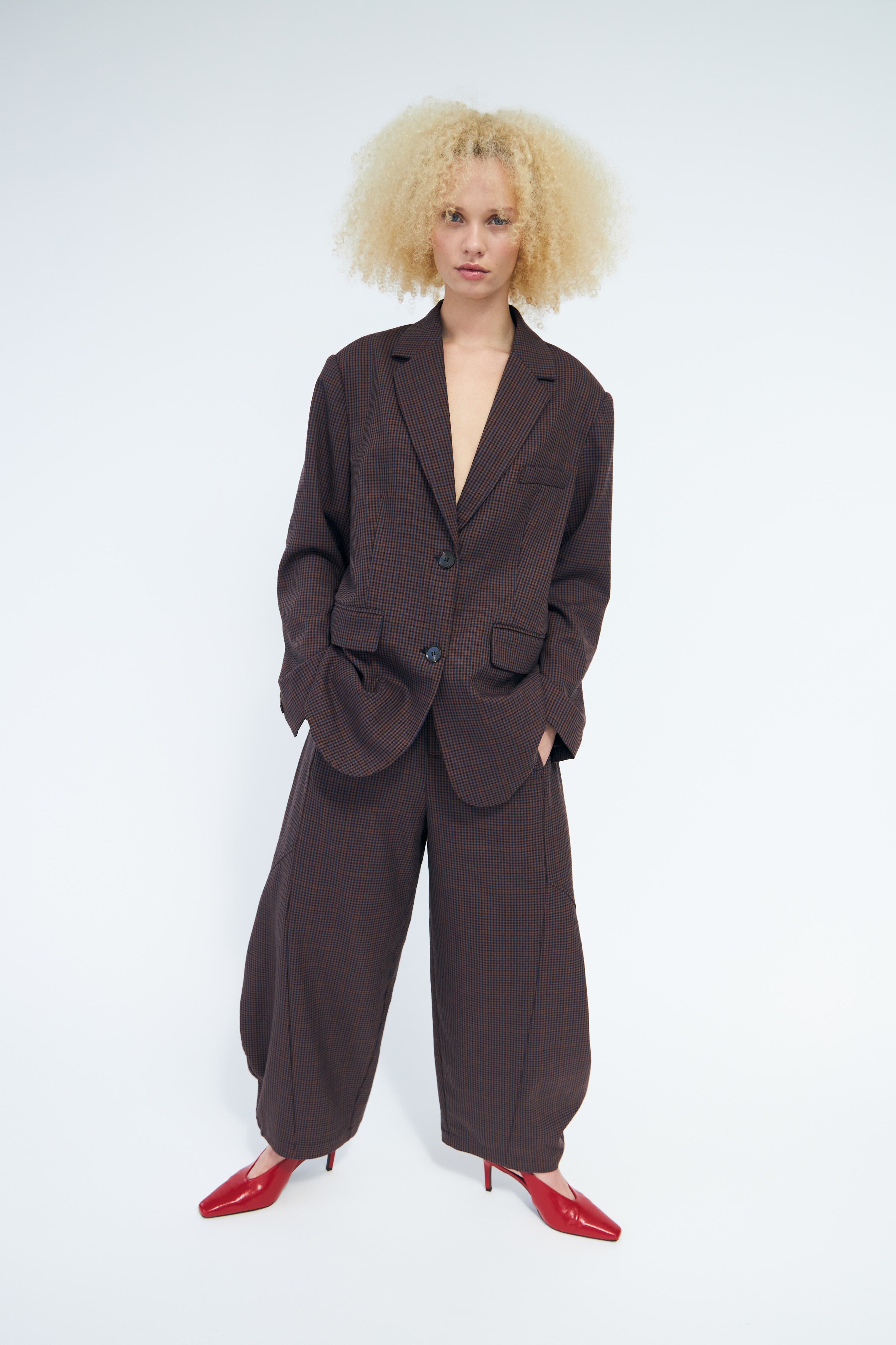 CRAS Barrelcras Pants Pants Brown Checks