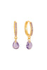 CambridgeCras Earring - Gold Plated Purple CZ