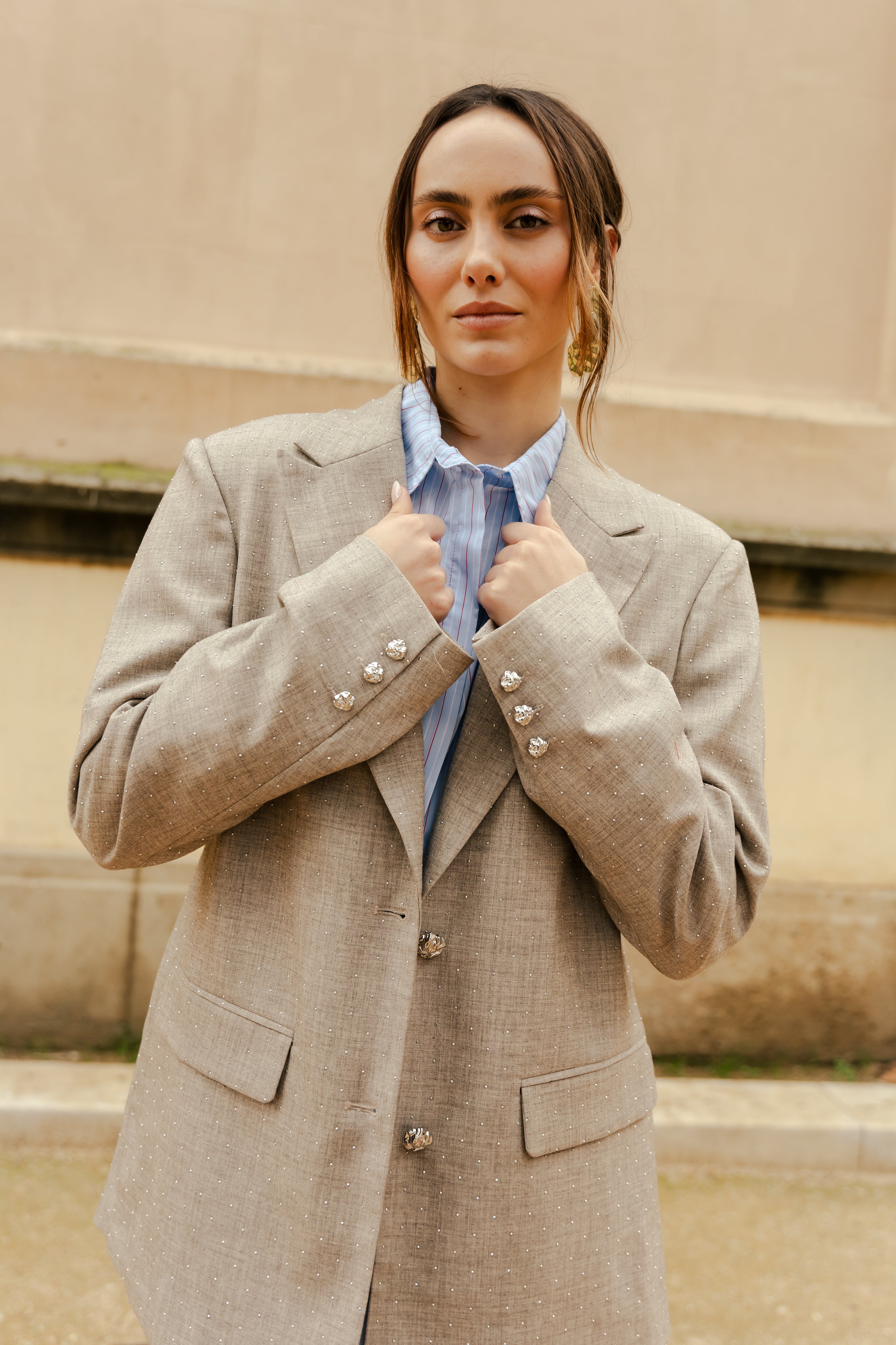 CRAS Dianacras Blazer Blazer 2014 Greige Rhinestone