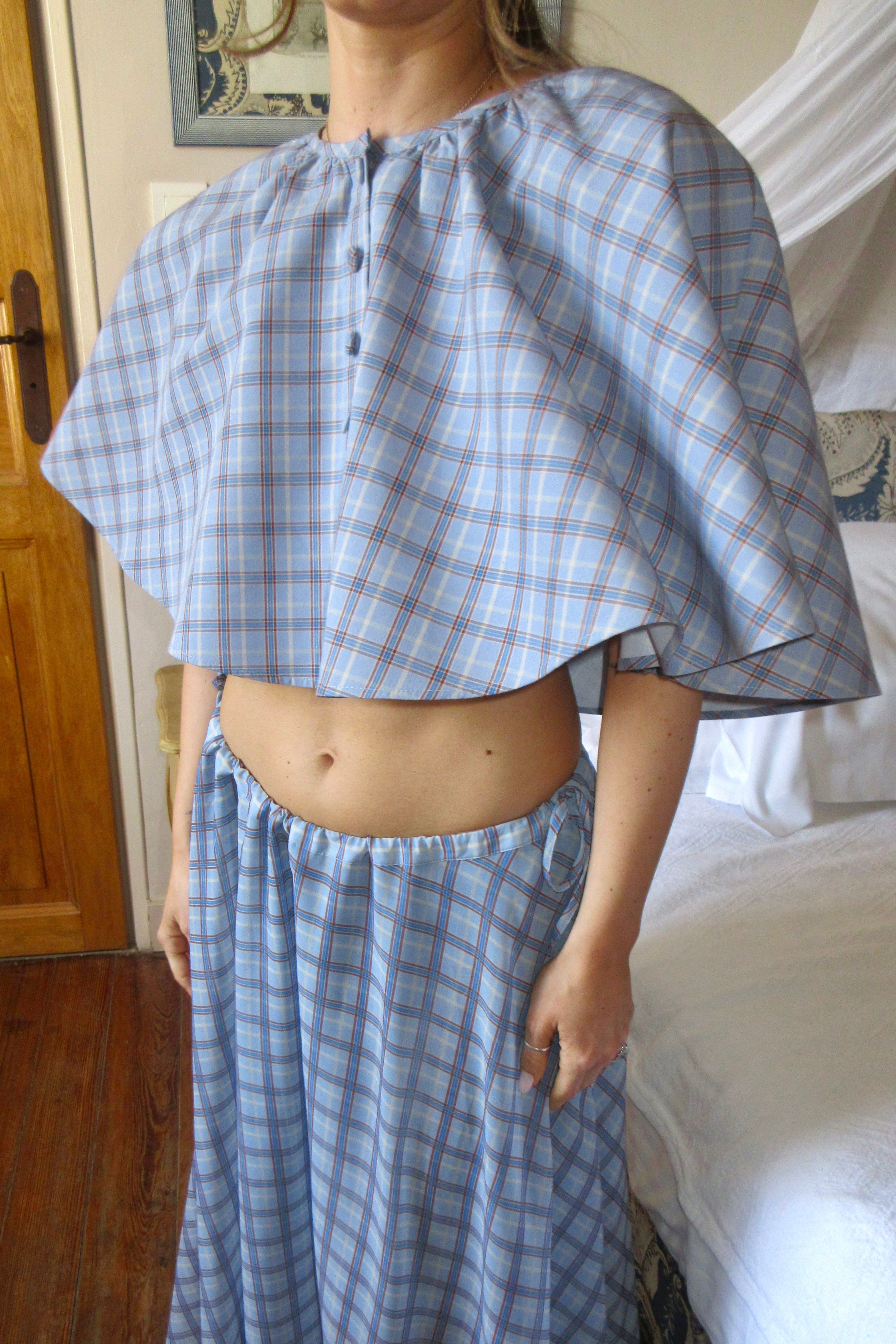 Cras Exclusive Dollycras Cape Vest Blue Check