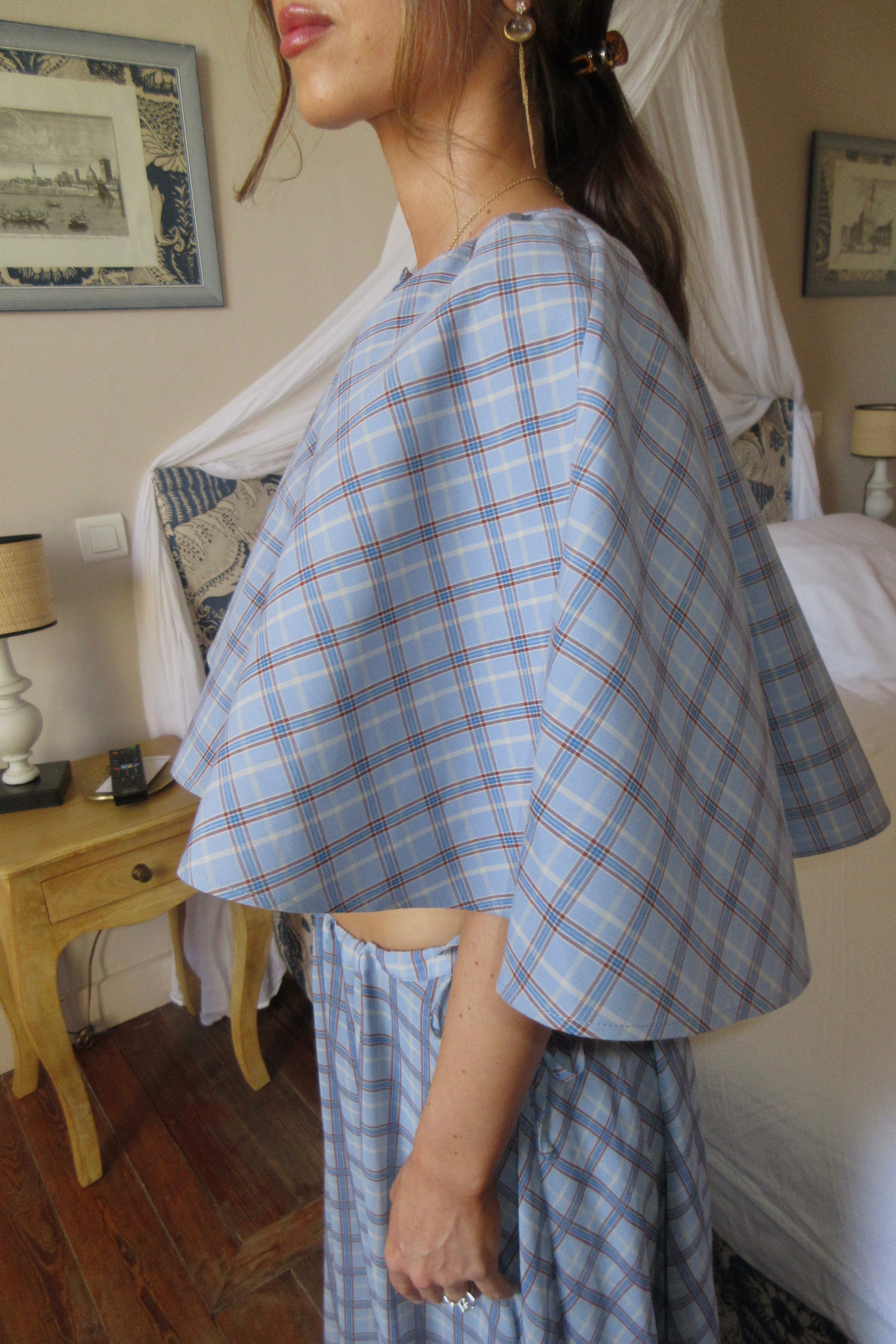 Cras Exclusive Dollycras Cape Vest Blue Check