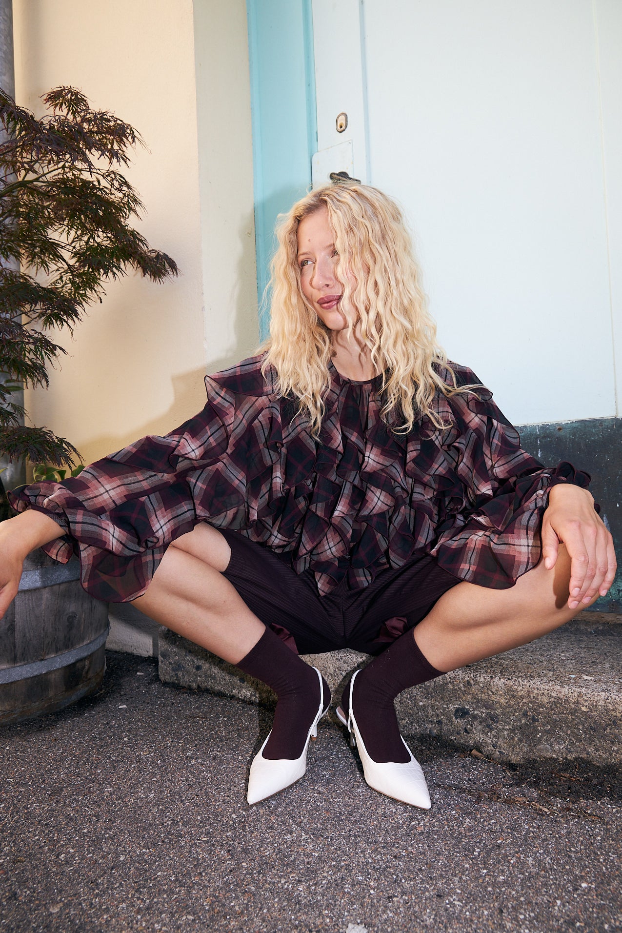 CRAS Ryacras Blouse Blouse Bordeaux Check