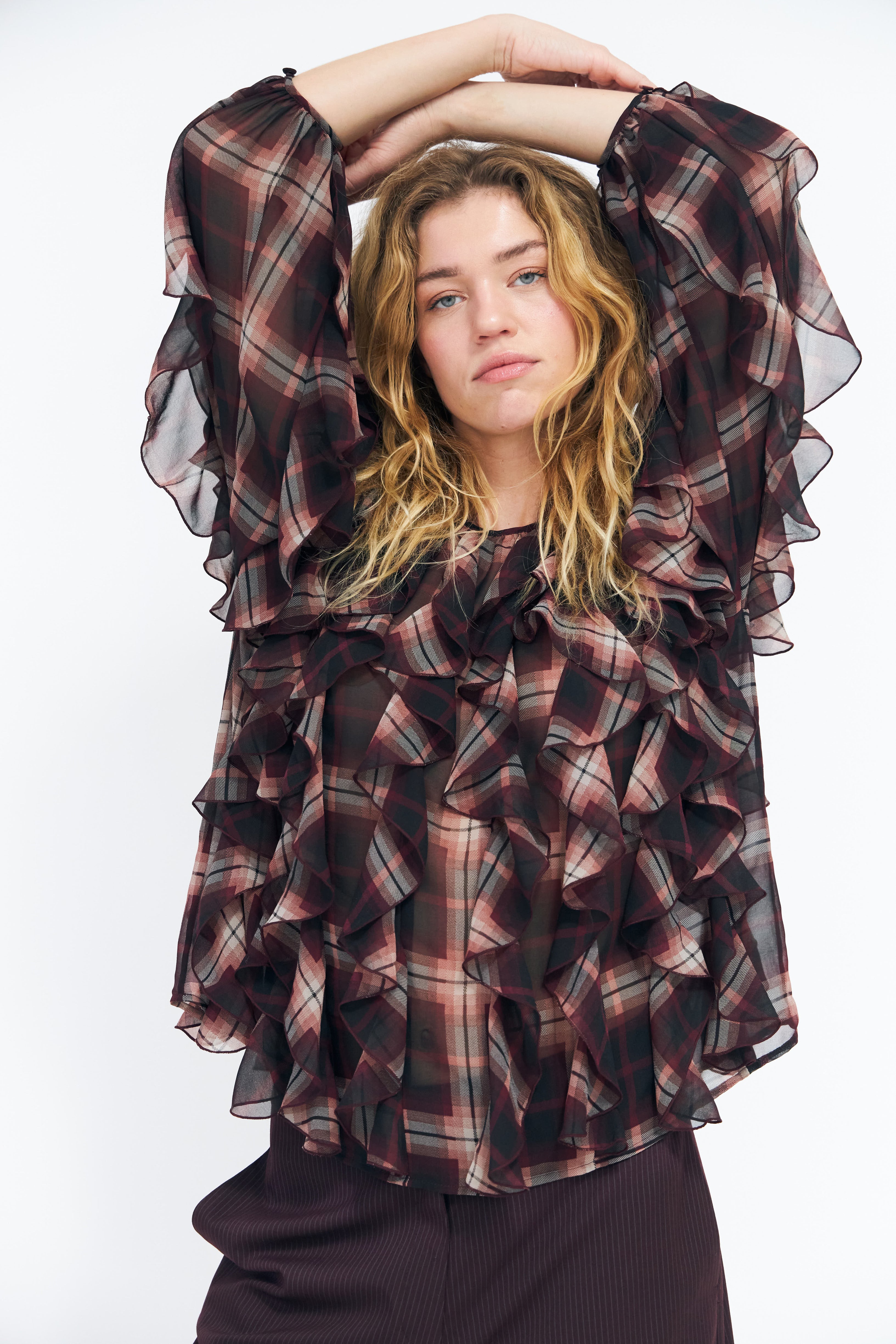 CRAS Ryacras Blouse Blouse Bordeaux Check
