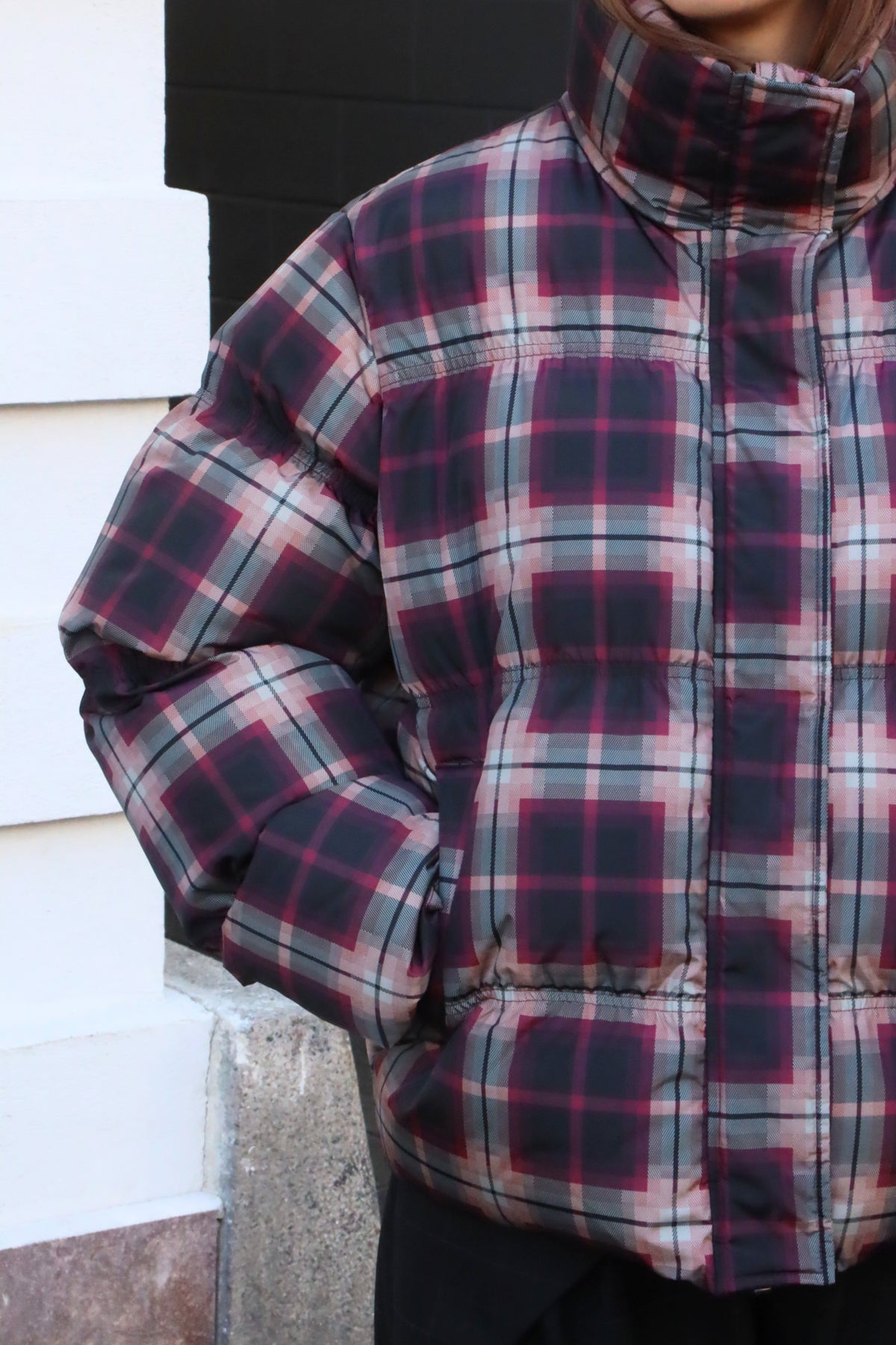 CRAS Valenciacras Puffer Jacket Jacket Bordeaux Check