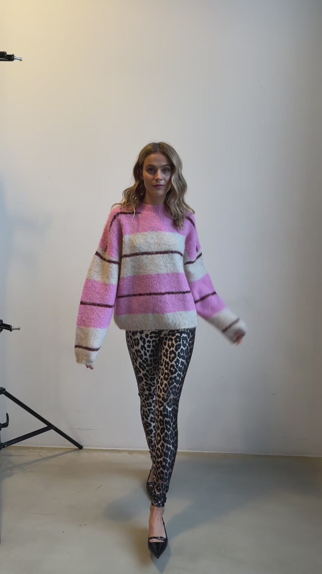 CRAS Skylarcras Pullover Knit 8115 Pink Bordeaux Stripe