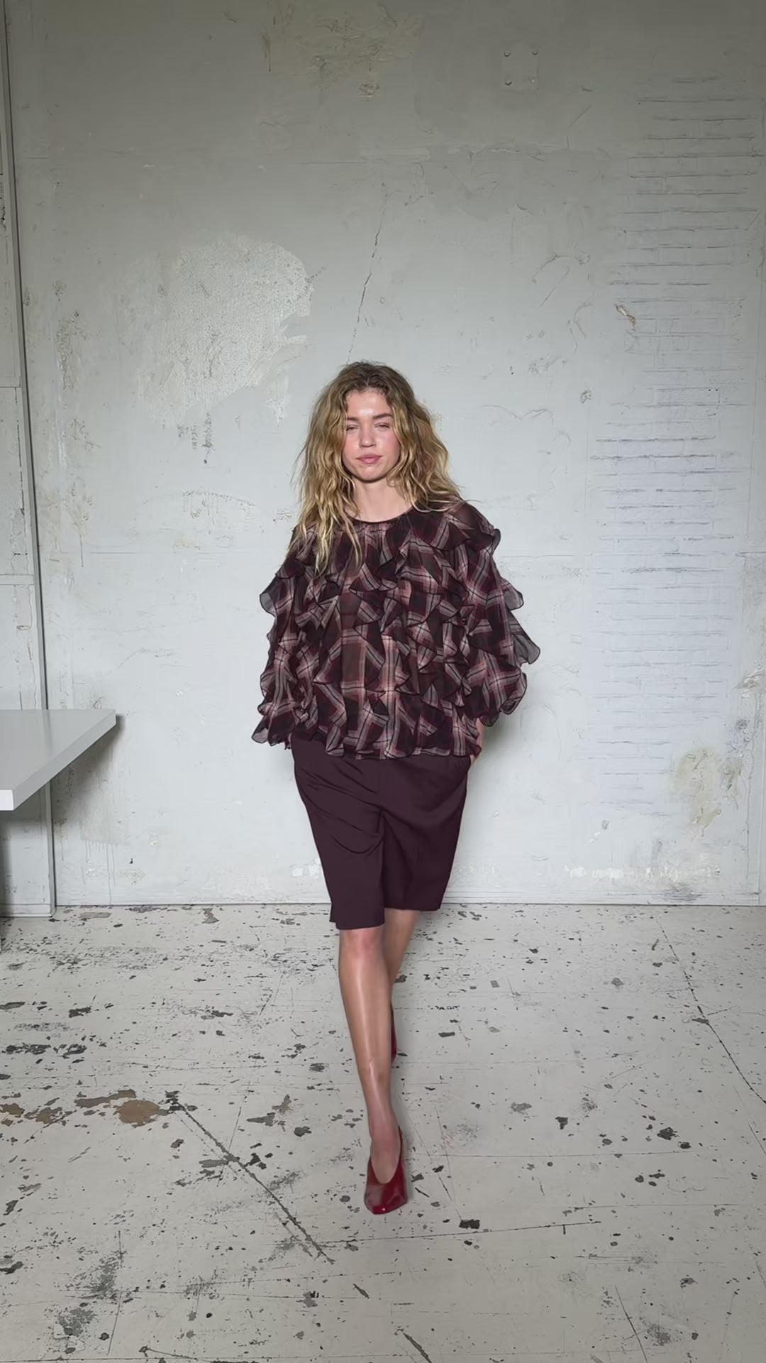 CRAS Ryacras Blouse Blouse Bordeaux Check