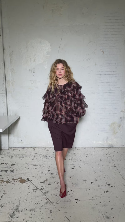 CRAS Ryacras Blouse Blouse Bordeaux Check