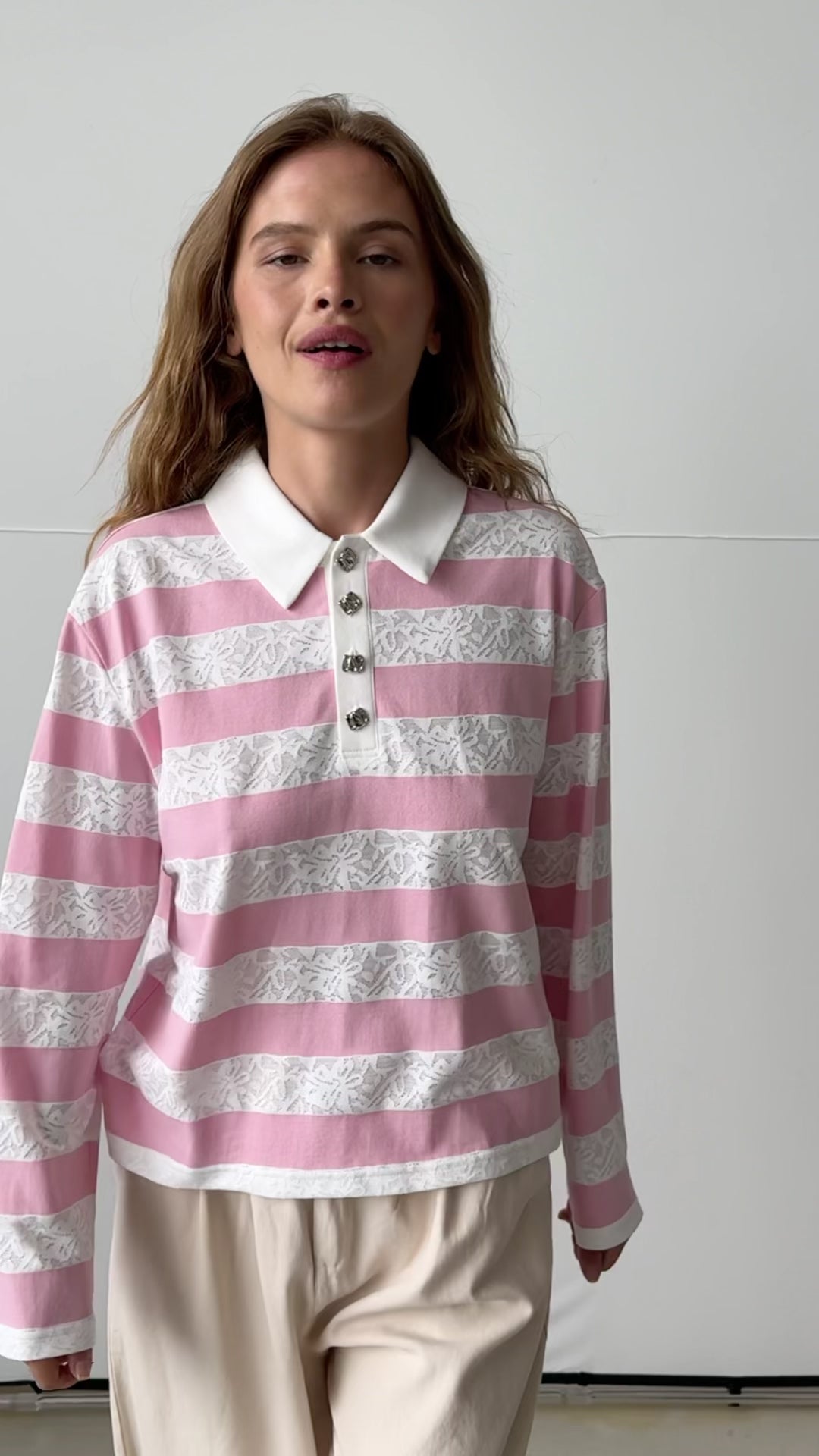 CRAS Beacras Blouse Blouse 8145 Rose Creme Stripe