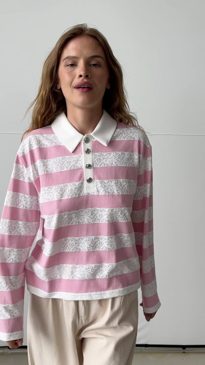 CRAS Beacras Blouse Blouse 8145 Rose Creme Stripe